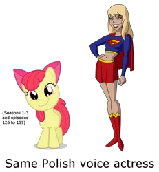 Size: 720x780 | Tagged: apple bloom, dcau, derpibooru import, exploitable meme, joanna pach-żbikowska, justice league, justice league unlimited, meme, poland, polish, safe, same voice actor, supergirl