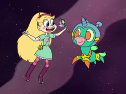 Size: 1440x1080 | Tagged: artist:deaf-machbot, crossover, derpibooru import, parry gripp, safe, smiling, song reference, space, space unicorn, star butterfly, star vs the forces of evil, wand