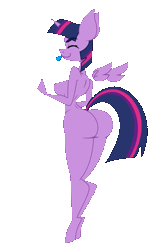 Size: 751x1167 | Tagged: suggestive, artist:lil miss jay, derpibooru import, twilight sparkle, twilight sparkle (alicorn), alicorn, anthro, unguligrade anthro, :p, adorasexy, animated, ass, barbie doll anatomy, behind, blue tongue, breasts, butt shake, chibbers, cute, dancing, eyes closed, featureless breasts, female, floating wings, gif, legs, mare, nudity, sexy, sideboob, silly, simple background, smiling, solo, solo female, tongue out, transparent background, twerking, twibutt