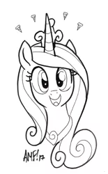 Size: 1290x2074 | Tagged: safe, artist:tonyfleecs, derpibooru import, princess cadance, alicorn, pony, bust, commission, cute, cutedance, female, food, hi anon, looking at you, mare, meme, open mouth, pizza, silly, silly pony, smiling, solo
