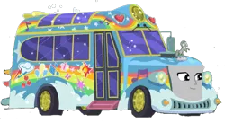 Size: 1063x581 | Tagged: safe, artist:dwayneflyer, derpibooru import, equestria girls, bus, face, simple background, thomas the tank engine, thomas-fied, tour bus, transparent background