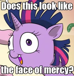 Size: 329x339 | Tagged: artist:doublewbrothers, caption, derpibooru import, edit, face of mercy, faic, image macro, meme, reaction image, safe, solo, twilight sparkle