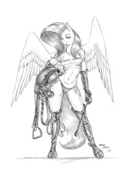 Size: 1100x1474 | Tagged: anthro, artist:baron engel, beastmaster, breasts, bridle, busty fluttershy, clothes, derpibooru import, female, fluttershy, gloves, grayscale, hoof boots, latex, latex boots, long gloves, looking at you, monochrome, panties, pegasus, pencil drawing, riding crop, saddle, simple background, sketch, smiling, solo, solo female, spurs, story in the source, stupid sexy fluttershy, suggestive, tack, traditional art, underwear, unguligrade anthro, white background