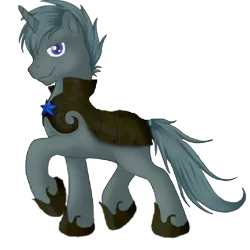 Size: 900x900 | Tagged: safe, artist:soulcreeper12, derpibooru import, oc, oc:scope sight, unofficial characters only, pony, unicorn, 2018 community collab, derpibooru community collaboration, armor, looking at you, male, photoshop, simple background, smiling, smirk, stallion, transparent background