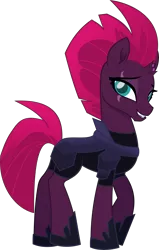 Size: 5434x8557 | Tagged: safe, artist:jhayarr23, derpibooru import, tempest shadow, pony, unicorn, my little pony: the movie, absurd resolution, armor, broken horn, cute, eye scar, female, happy, hoof shoes, looking at you, mare, pretty pretty tempest, raised hoof, scar, simple background, smiling, solo, tempestbetes, transparent background, vector, when she smiles