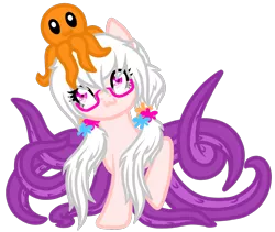 Size: 1423x1200 | Tagged: 2018 community collab, :3, artist:purpleloverpony, cute, derpibooru community collaboration, derpibooru import, female, glasses, hairband, monster pony, oc, ocbetes, oc:tavita kala splat, octopony, octopus, original species, pigtails, safe, simple background, solo, transparent background, unofficial characters only