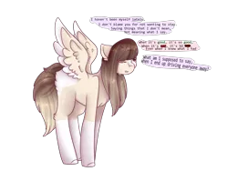 Size: 4000x3000 | Tagged: safe, artist:angelic-shield, derpibooru import, oc, oc:chloe, unofficial characters only, pegasus, pony, crying, fluffy butt, sad, simple background, solo, transparent background