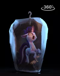 Size: 669x837 | Tagged: safe, artist:v747, derpibooru import, starlight glimmer, pony, unicorn, the cutie re-mark, black background, crystal, female, floppy ears, mare, open mouth, scene interpretation, simple background, solo, stasis, stuck, tongue out, trapped, wide eyes