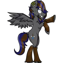 Size: 1200x1200 | Tagged: safe, artist:hoofyarts, derpibooru import, oc, oc:hoofstring, unofficial characters only, pegasus, pony, 2018 community collab, derpibooru community collaboration, bipedal, pose, rearing, simple background, transparent background