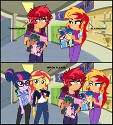 Size: 1622x1787 | Tagged: safe, artist:fundz64, artist:orin331, artist:punzil504, artist:themexicanpunisher, artist:trungtranhaitrung, derpibooru import, flash sentry, sci-twi, sunset shimmer, timber spruce, twilight sparkle, oc, equestria girls, clothes, equestria girls-ified, female, glasses, implied flashlight, implied sciflash, implied shipping, implied straight, implied timbertwi, lesbian, pants, request, scitwishimmer, shipping, sunsetsparkle, vulgar