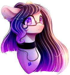 Size: 2191x2341 | Tagged: safe, artist:magicalbrownie, derpibooru import, oc, oc:ina heart, unofficial characters only, pony, bust, choker, ear piercing, earring, female, glasses, high res, jewelry, mare, necklace, piercing, portrait, simple background, solo, transparent background