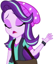 Size: 1720x2048 | Tagged: safe, artist:thebarsection, derpibooru import, starlight glimmer, equestria girls, bag, beanie, eyes closed, female, hat, simple background, solo, transparent background, vector, watch, wristwatch