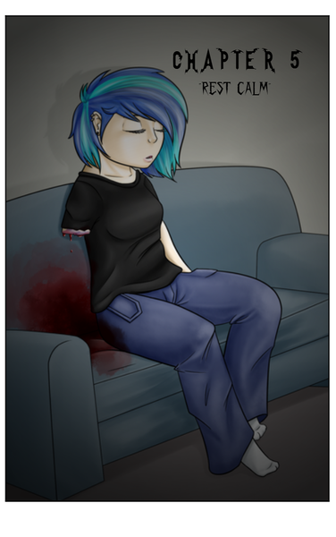 Size: 690x1100 | Tagged: amputee, artist:echo009, blood, breasts, comic, comic:blood bakery, couch, derpibooru import, female, grimdark, human, humanized, solo, vampire, vinyl scratch, vinyl the vampire