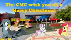 Size: 933x522 | Tagged: safe, artist:didgereethebrony, derpibooru import, apple bloom, babs seed, gabby, scootaloo, sweetie belle, gryphon, australia, christmas 2017, cutie mark crusaders, merry christmas, museum