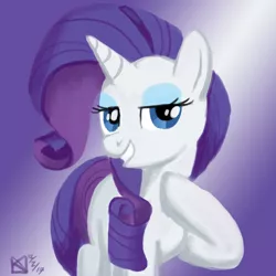 Size: 1500x1500 | Tagged: safe, artist:kelseyleah, derpibooru import, rarity, pony, unicorn, female, gradient background, looking at you, mare, solo