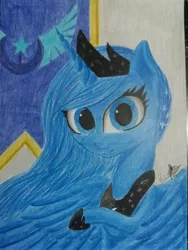 Size: 3096x4128 | Tagged: safe, artist:ironbeastz, derpibooru import, princess luna, pony, bust, female, high res, mare, portrait, solo, traditional art