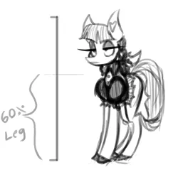 Size: 894x866 | Tagged: safe, artist:lil miss jay, derpibooru import, inky rose, pegasus, pony, black and white, clothes, dress, female, grayscale, hooves, leg, mare, monochrome, simple background, sketch, solo, statistics, text, white background, wings