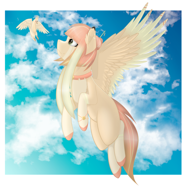 Size: 3000x3000 | Tagged: safe, artist:acidthead, derpibooru import, oc, oc:lyshuu, unofficial characters only, bird, pegasus, pony, collar, female, flying, high res, mare, solo