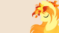 Size: 3840x2160 | Tagged: safe, artist:rish--loo, derpibooru import, oc, oc:aurryhollows, unofficial characters only, pony, cute, eyes closed, female, leaves, lineless, male, mare, minimalist, modern art, simple background, solo, stallion, wallpaper