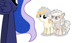 Size: 7000x4213 | Tagged: safe, artist:suramii, derpibooru import, princess luna, oc, oc:cuddy, oc:souvenir, alicorn, bat pony, pegasus, pony, absurd resolution, female, filly, freckles, mare, simple background, transparent background