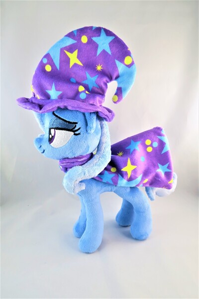 Size: 853x1280 | Tagged: safe, artist:kazzysart, derpibooru import, trixie, pony, unicorn, cape, clothes, female, hat, irl, mare, photo, plushie, solo