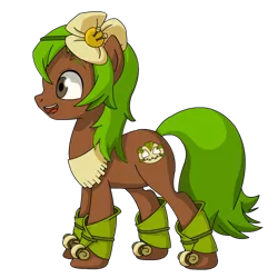 Size: 500x500 | Tagged: safe, artist:empalu, derpibooru import, ponified, earth pony, pony, amalia, cute, female, flower, flower in hair, mare, open mouth, profile, sidemouth, simple background, solo, transparent background, wakfu