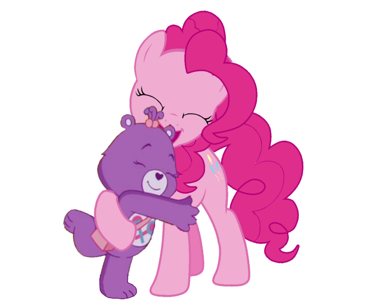 Size: 1280x1061 | Tagged: artist:ianpony98, care bears, care bears adventures of care a lot, crossover, derpibooru import, hug, pinkie pie, purse, safe, share bear, simple background, transparent background