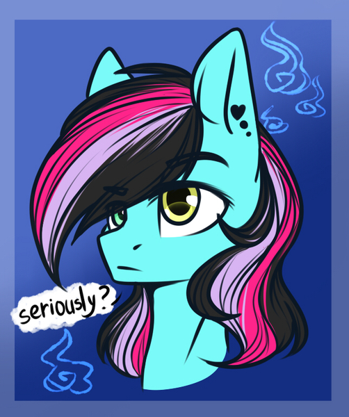 Size: 643x768 | Tagged: safe, artist:cloud-fly, derpibooru import, oc, oc:fire note, unofficial characters only, pegasus, pony, bust, female, mare, portrait, solo, unamused