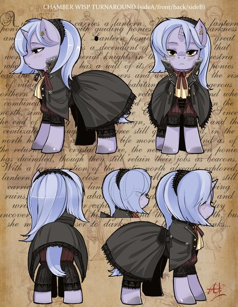 Size: 3516x4550 | Tagged: safe, artist:alts-art, derpibooru import, oc, oc:chamber wisp, unofficial characters only, pony, clothes, female, looking at you, mare, reference sheet, solo