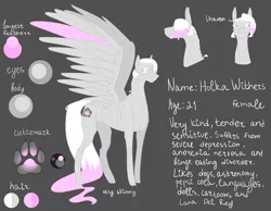 Size: 1800x1395 | Tagged: safe, artist:holka13, deleted from derpibooru, derpibooru import, oc, oc:holka withers, unofficial characters only, pegasus, pony, anorexic, paw prints, reference sheet, skinny, solo