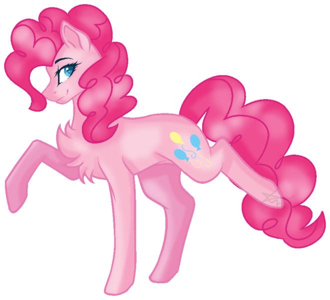 Size: 870x790 | Tagged: safe, artist:chocolateart334, derpibooru import, pinkie pie, pony, chest fluff, female, mare, raised hoof, raised leg, simple background, solo, transparent background