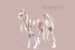 Size: 2449x1633 | Tagged: apocalypse, artist:zig_m, derpibooru import, emaciated, famine, four horsemen of the apocalypse, four horses of the apocalypse, horseman of famine, latin, oc, oc:fames, pink background, semi-grimdark, simple background, solo, unofficial characters only