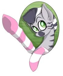 Size: 1000x1209 | Tagged: artist:komainumidoriyama, bust, clothes, derpibooru import, green eyes, greeting, male, oc, oc:zebra north, safe, simple background, socks, solo, stallion, striped socks, unofficial characters only, waving, zebra, zebra oc