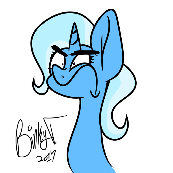 Size: 2000x2000 | Tagged: safe, artist:binkyt11, derpibooru import, trixie, pony, unicorn, angry, bust, faic, female, frown, glare, mare, medibang paint, quality, simple background, solo, white background