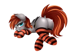 Size: 3509x2550 | Tagged: suggestive, artist:pridark, derpibooru import, oc, oc:grem, unofficial characters only, bat pony, bat pony oc, clothes, female, looking at you, looking back, looking back at you, mare, one eye closed, plot, simple background, smiling, socks, solo, solo female, stockings, striped socks, thigh highs, transparent background, underhoof, wink, ych result