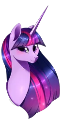 Size: 718x1407 | Tagged: alicorn, artist:beanbunn, blushing, bust, derpibooru import, long horn, older, safe, simple background, smiling, solo, transparent background, twilight sparkle, twilight sparkle (alicorn)