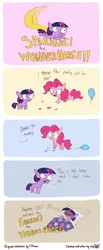 Size: 1280x3100 | Tagged: safe, artist:dsp2003, artist:tjpones, derpibooru import, pinkie pie, twilight sparkle, twilight sparkle (alicorn), alicorn, earth pony, pony, unicorn, sparkles! the wonder horse!, balloon, collaboration, colored, comic, confetti, dialogue, female, mare, twibitch sparkle