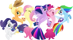 Size: 6514x3624 | Tagged: applejack, artist:infinitewarlock, derpibooru import, fluttershy, high res, mane six, my little pony: the movie, pinkie pie, rainbow dash, rarity, safe, seaponified, seapony applejack, seapony fluttershy, seapony (g4), seapony pinkie pie, seapony rainbow dash, seapony rarity, seapony twilight, simple background, species swap, transparent background, twilight sparkle, twilight sparkle (alicorn), vector