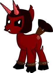 Size: 552x762 | Tagged: artist needed, safe, derpibooru import, oc, unofficial characters only, cloven hooves, devil horns, simple background, solo, spiked wristband, transparent background, wristband