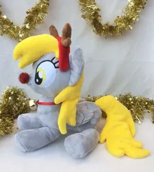 Size: 661x734 | Tagged: antlers, artist:lilmoon, christmas, cute, derpabetes, derpibooru import, derpy hooves, holiday, irl, jingle bells, photo, plushie, red nose, reindeer antlers, rudolph the red nosed reindeer, safe, solo, weapons-grade cute