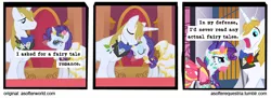 Size: 720x261 | Tagged: angry, a softer world, cake, clothes, comic, comic:a softer equestria, derpibooru import, dress, duo, edit, edited screencap, food, gala dress, messy, prince blueblood, rarity, safe, screencap, the best night ever, the ticket master, wedding dress