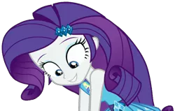 Size: 2048x1300 | Tagged: safe, artist:thebarsection, derpibooru import, rarity, a queen of clubs, equestria girls, equestria girls series, clothes, dress, female, looking down, simple background, smiling, solo, transparent background