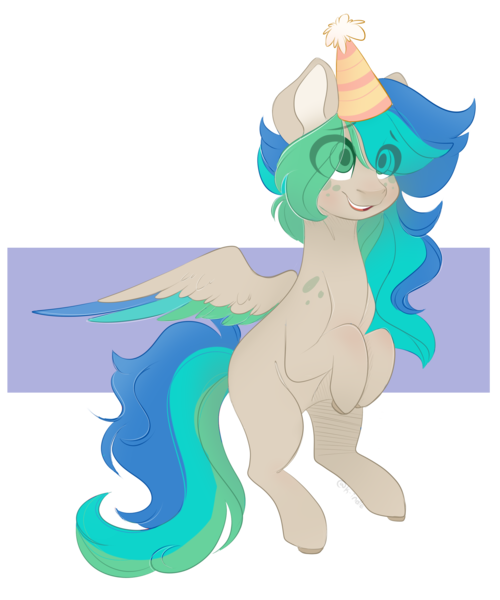 Size: 2000x2400 | Tagged: safe, artist:k-indle, derpibooru import, oc, unofficial characters only, pegasus, pony, female, hat, high res, mare, party hat, solo