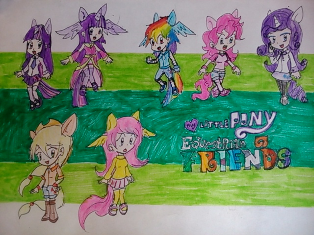 Size: 640x480 | Tagged: alicorn, applejack, artist:fergarcia220, derpibooru import, eared humanization, fluttershy, horned humanization, human, humanized, kemono friends, mane six, pinkie pie, rainbow dash, rarity, safe, tailed humanization, traditional art, twilight sparkle, twilight sparkle (alicorn), winged humanization, wings