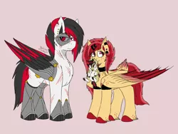 Size: 1024x768 | Tagged: safe, artist:rubysplash2018, derpibooru import, oc, oc:ruby splash, oc:techno blitz, oc:techno wing, unofficial characters only, bat pony, cyborg pony, pegasus, pony, amputee, artificial wings, augmented, baby pony, collar, ear fluff, family photo, feathered wings, fluffy, freckles, hairclip, mechanical legs, mechanical wing, mouth hold, piercing, prosthetic eye, prosthetic limb, prosthetic wing, prosthetics, scar, solo, tail feathers, wings