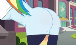 Size: 3075x1863 | Tagged: suggestive, artist:shutterflyeqd, derpibooru import, rainbow dash, equestria girls, equestria girls series, ass, breasts, butt, canterlot high, close-up, clothes, door, exhibitionism, female, head out of frame, iwtcird, leaning, leaning forward, leggins, nudity, pants, public nudity, rainbutt dash, shiny butt, show accurate, sideboob, solo, solo female, underboob, yoga pants