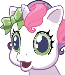 Size: 2606x3000 | Tagged: safe, artist:cuber4x4, derpibooru import, sweetie belle (g3), pony, unicorn, bow, bust, cute, face of mercy, female, filly, foal, g3.75, hair bow, newborn cuties, open mouth, simple background, smiling, transparent background, vector