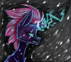 Size: 5800x5000 | Tagged: absurd resolution, artist:charlottelanoire, artist:skylinetoaster, broken horn, bust, collaboration, derpibooru import, eye scar, glowing horn, horn, my little pony: the movie, portrait, safe, scar, solo, sparking horn, tempest shadow