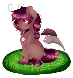 Size: 3209x3465 | Tagged: safe, artist:doux-ameri, derpibooru import, oc, unofficial characters only, grottoling, ladybug, original species, pony, female, high res, sitting, solo