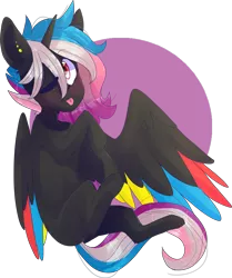 Size: 3998x4780 | Tagged: safe, artist:emily-826, derpibooru import, oc, oc:flaming rainbow, unofficial characters only, alicorn, colored wings, female, high res, mare, multicolored wings, one eye closed, solo, tongue out, wink